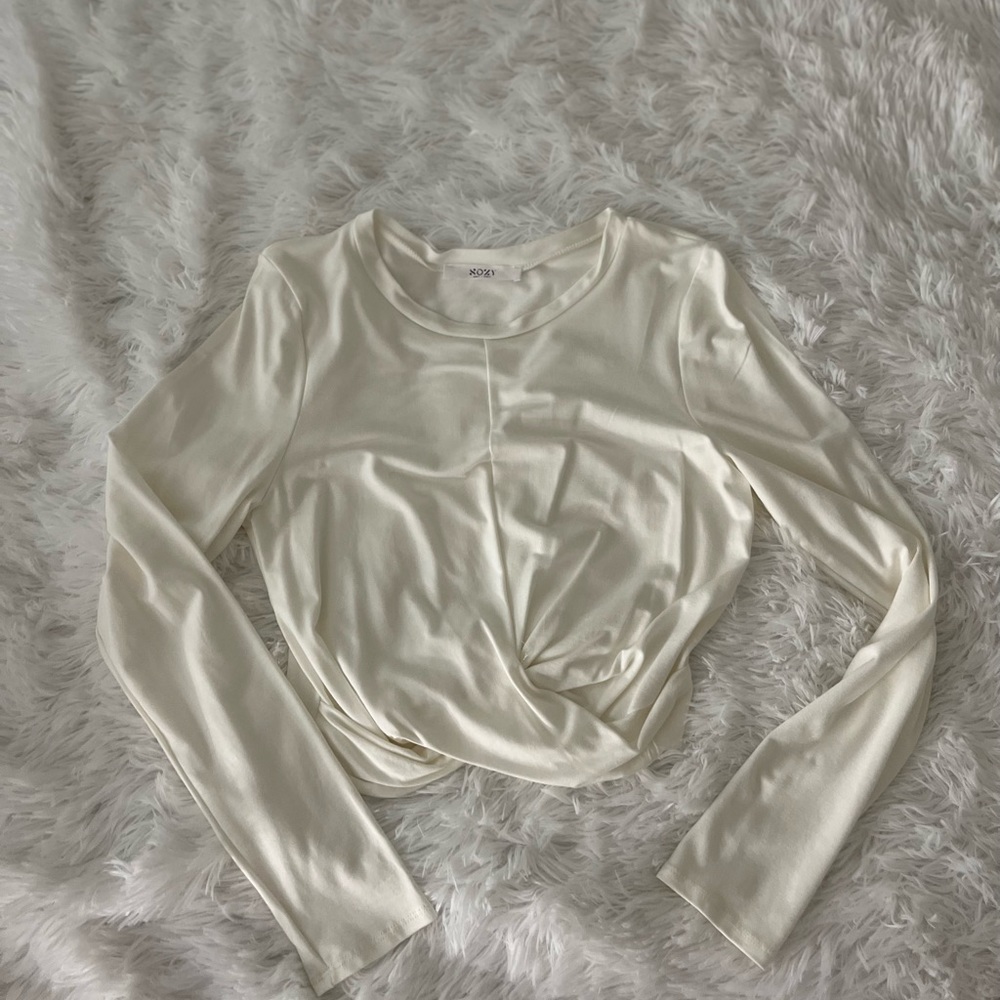 Long sleeve white crop top